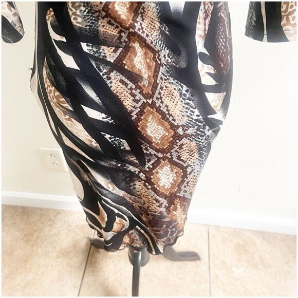 Joseph Ribkoff Animal Print Faux Wrap Dress Sz 8 Draped Front Stretch Above Knee - Picture 10 of 11